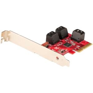 SATA PCIe Card - 6 Port PCIe SATA Expansion Card - 6Gbps - Low/Full Profile - Stacked SATA Connectors - ASM1166 Non-Raid - PCI Express to