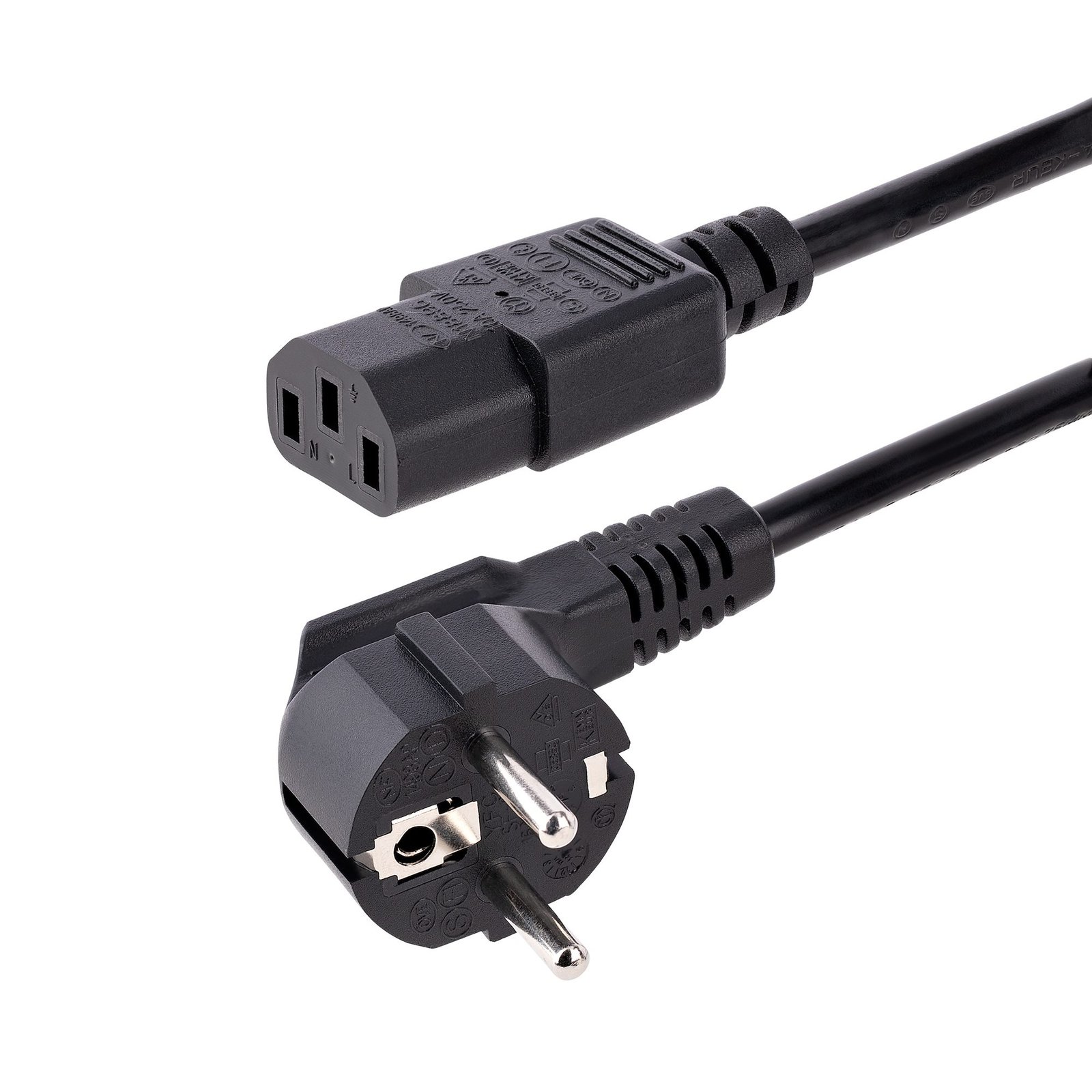 2m (6ft) Computer Power Cord, 18AWG, EU Schuko to C13 Power Cord, 250V 10A, Black Replacement AC Cord, TV/Monitor Power Cable, Schuko CEE