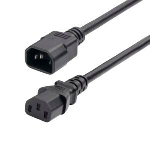 1ft (30cm) Power Extension Cord, C14 to C13 PDU Power Cord, 10A 250V, 18AWG, Black Extension Cable, AC Power Cable for PDU/Power Supply
