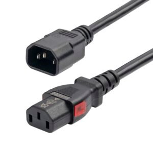 4ft (1.2m) Power Extension Cord, PDU Style C14 to Locking C13, PDU Power Cord, 10A 250V, 18AWG, Power Extension Cable, TAA Compliant, UL