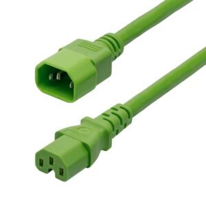 6ft (1.8m) Heavy Duty PDU Power Cord, C14 to C15, 15A 250V, 14AWG, Green PDU Power Cable, C14 to C15 Heavy Gauge AC Power Cord, TAA