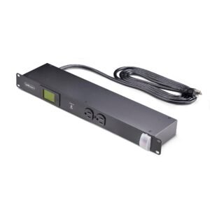 8-Outlet Horizontal Rack Mount Metered PDU, 1U Server Power Strip w/Surge Protector, 125V/15A, 8ft (2.4m) Power Cable, Power Distribution