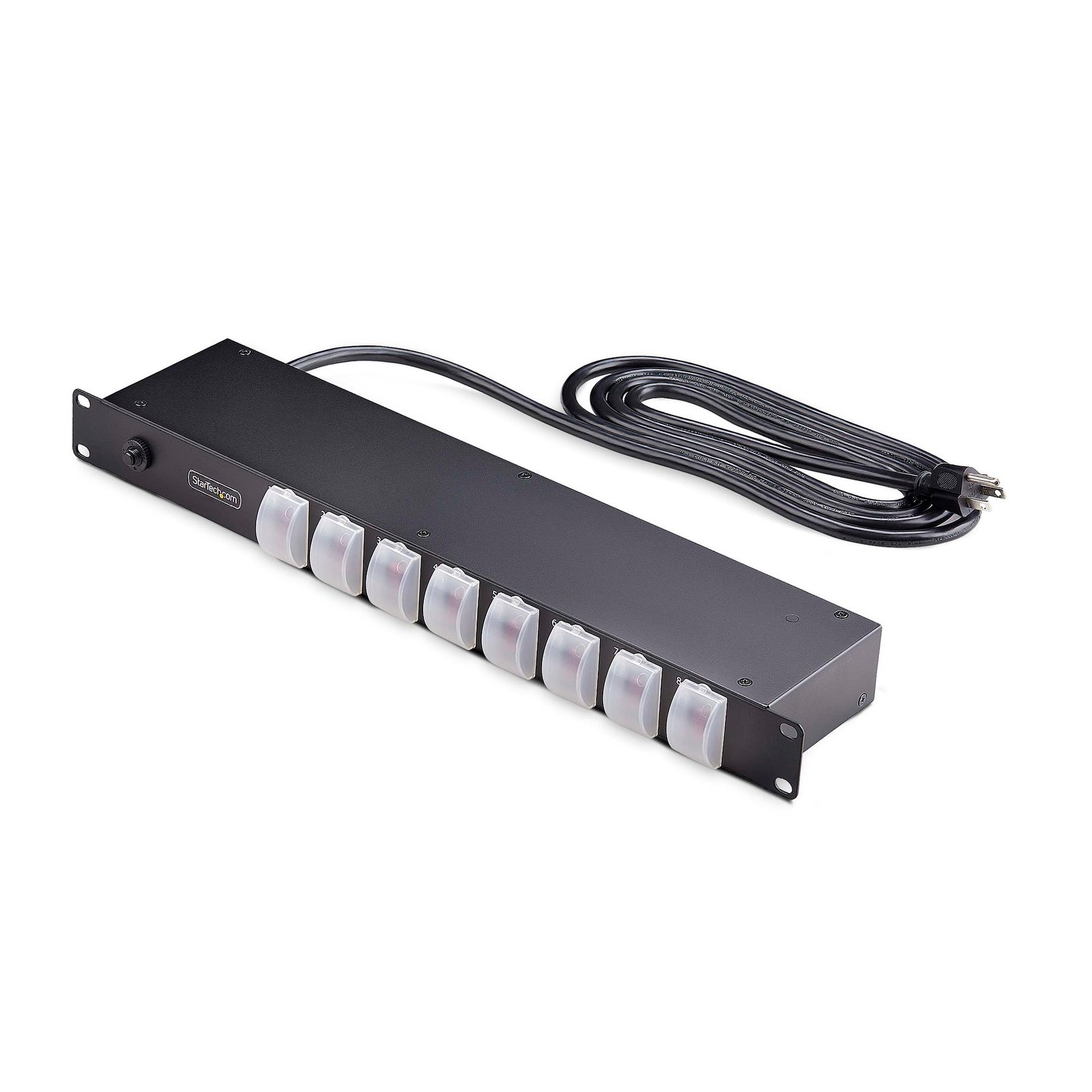 8-Outlet Horizontal Rack Mount PDU, 1U Power Strip, Individual Outlet On/Off Switches w/Covers, 15A Circuit Breaker, 8ft/2.4m Cord, NEMA