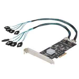 8 Port SATA PCIe Card - PCI Express 6Gbps SATA Expansion Adapter Card with 4 Host Controllers - SATA PCIe Controller Card - PCI-e x4 Gen 2