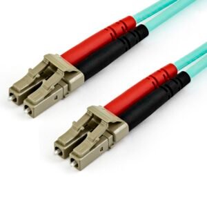 15m (50ft) LC/UPC to LC/UPC OM3 Multimode Fiber Optic Cable, Full Duplex 50/125µm Zipcord Fiber Cable, 100G, Low Insertion Loss, LSZH Fiber