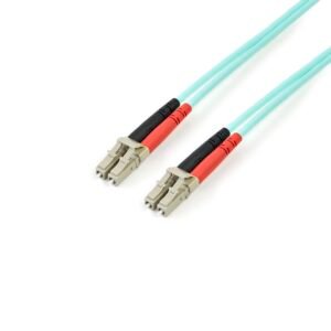 2m (6ft) LC/UPC to LC/UPC OM3 Multimode Fiber Optic Cable, Full Duplex 50/125µm Zipcord Fiber Cable, 100G, Low Insertion Loss, LSZH Fiber