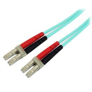 10m (30ft) LC/UPC to LC/UPC OM3 Multimode Fiber Optic Cable, Full Duplex 50/125µm Zipcord Fiber Cable, 100G, Low Insertion Loss, LSZH Fiber
