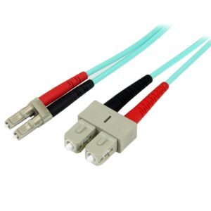 1m (3ft) LC/UPC to SC/UPC OM3 Multimode Fiber Optic Cable, Full Duplex 50/125µm Zipcord Fiber Cable, 100G, Low Insertion Loss, LSZH Fiber