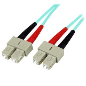 1m 10 Gb Aqua SC/SC Duplex 50/125 Multimode LSZH Fiber Cable - Fiber Jumper Cord