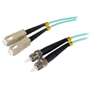 1m 10 Gb Aqua Multimode 50/125 Duplex LSZH Fiber Patch Cable SC - ST