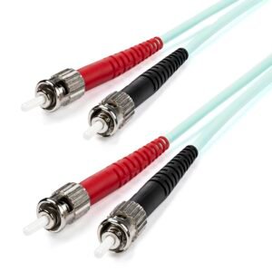 1m (3ft) ST/UPC OM3 Multimode Fiber Optic Cable, Full Duplex 50/125µm Zipcord Fiber Cable, 100G Networks, LOMMF/VCSEL - LSZH Fiber Jumper