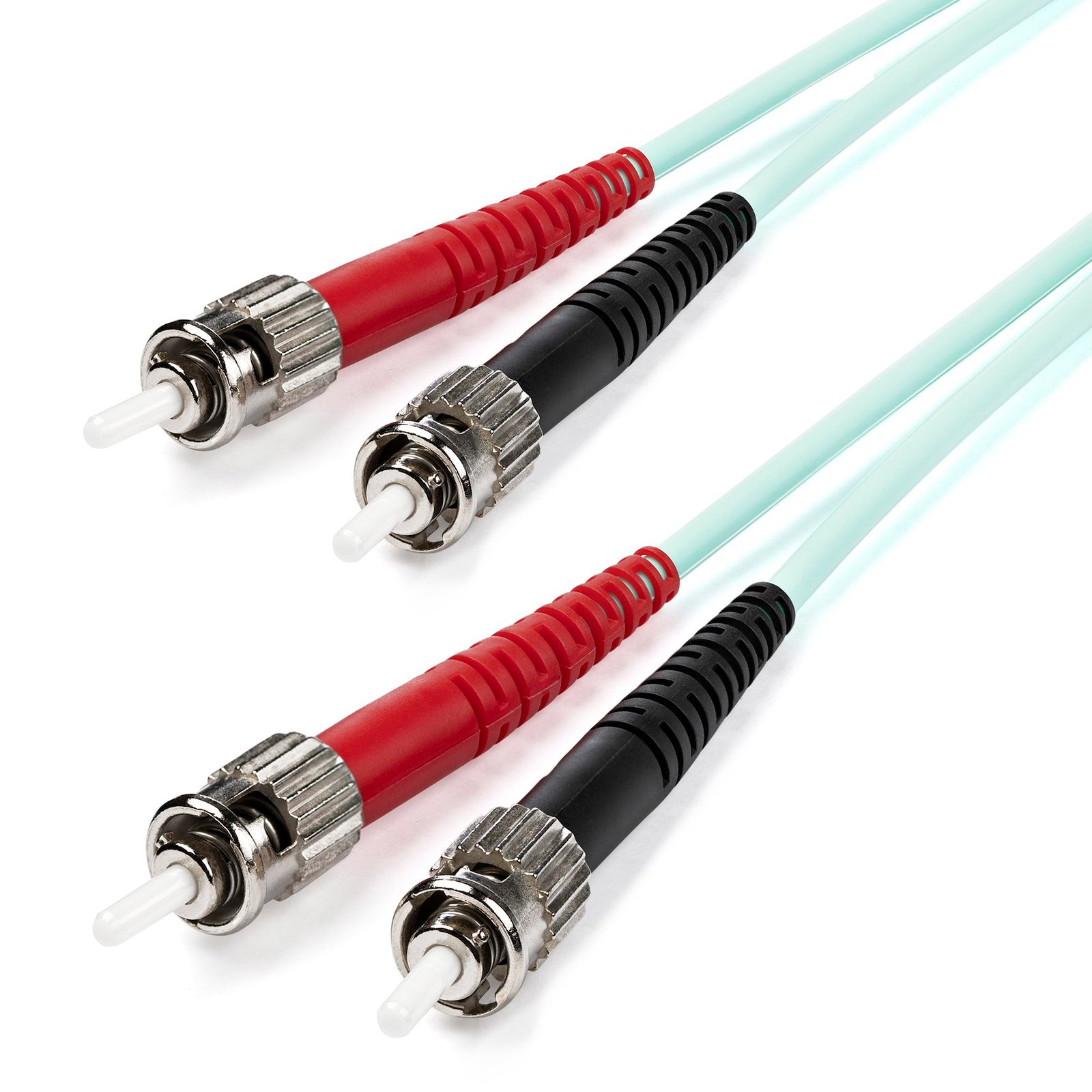 1m (3ft) ST/UPC OM3 Multimode Fiber Optic Cable, Full Duplex 50/125µm Zipcord Fiber Cable, 100G Networks, LOMMF/VCSEL - LSZH Fiber Jumper