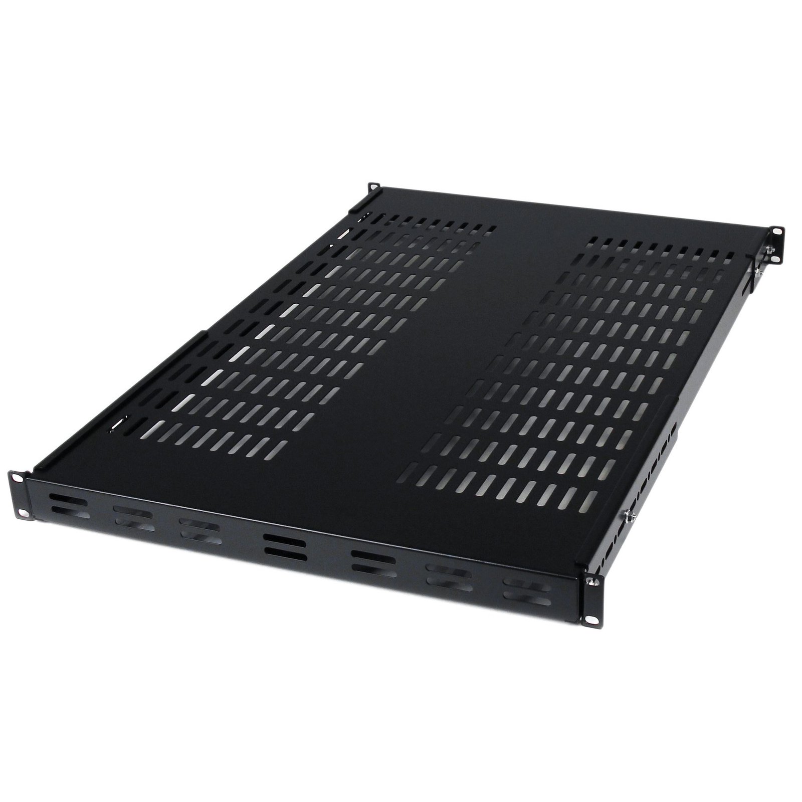 1U Adjustable Vented Server Rack Mount Shelf - 175lbs - 19.5 to 38in Adjustable Mounting Depth Universal Tray for 19" AV/ Network Equipment