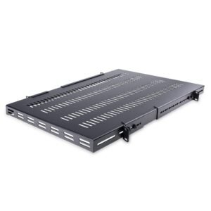 1U 4-Post Adjustable Vented Server Rack Mount Shelf - 330lbs(150 kg) - 19.5 to 38in Adjustable Mounting Depth Universal Tray for 19" AV/
