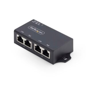 2-Port Gigabit Midspan PoE+ Injector, 10/100/1000Mbps, PoE+ (802.3af/at), 30W, 1Gbps Ethernet, Wall Mountable, Unmanaged Inline Power Over