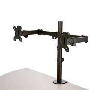Desk Mount Dual Monitor Arm - Desk Clamp / Grommet VESA Monitor Mount for up to 32" (17.6lb/8kg) Displays - Ergonomic Articulating Monitor