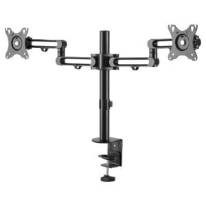 Desk Mount Dual Monitor Arm - Desk Clamp VESA Compatible Monitor Mount for up to 32" (17.6lb/8kg) Displays - Ergonomic Articulating Monitor