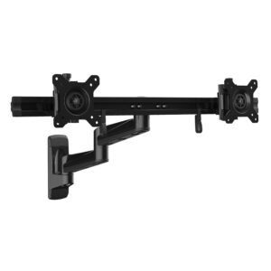 Wall Mount Dual Monitor Arm – Articulating Ergonomic VESA Wall Mount for 2x 24" (11lb/5kg) Displays – Synchronized Adjustable Crossbar