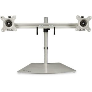 Dual Monitor Stand - Ergonomic Free Standing Dual Monitor Desktop Stand for two 24" (17.6lb/8kg) VESA Mount Displays - Synchronized Height