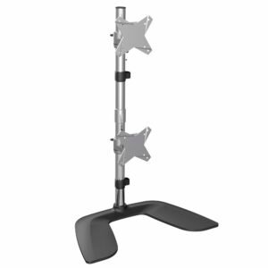 Vertical Dual Monitor Stand, Ergonomic Desktop Stacked Two Monitors, Free Standing Universal Monitor Mount, Height Adjustable - For up to