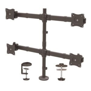 Desk Mount Quad Monitor Arm - Ergonomic VESA 4 Monitor Mount 2x2 up to 27" (17.6lb/8kg) - Articulating & Height Adjustable Pole Mount