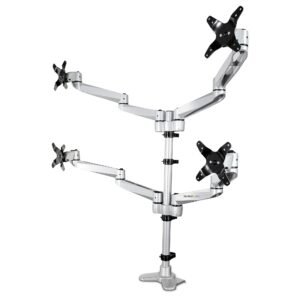 Desk Mount Quad Monitor Arm – Premium Articulating VESA 4 Monitor Mount 2x2 up to 30" (24.8lb/11.3kg) – Ergonomic Height Adjustable Pole