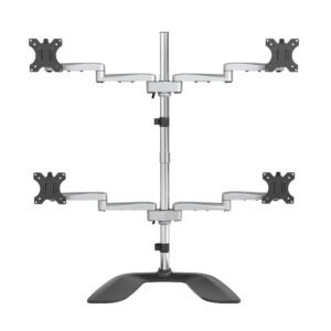 Desktop Quad Monitor Stand - Ergonomic VESA 4 Monitor Arm (2x2) up to 32" (17.6lb/8kg) - Free Standing Articulating Universal Pole Mount