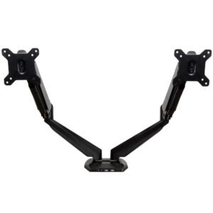 Desk Mount Dual Monitor Arm with USB & Audio, Desk Clamp VESA Mount for up to 32" (17.6lb/8kg) Displays, Ergonomic Full Motion Dual Monitor