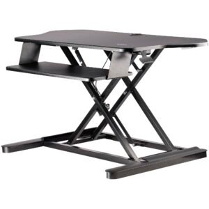 Corner Sit Stand Desk Converter with Keyboard Tray - Large Surface (35" x 21") - Height Adjustable Ergonomic Desktop/Tabletop Standing