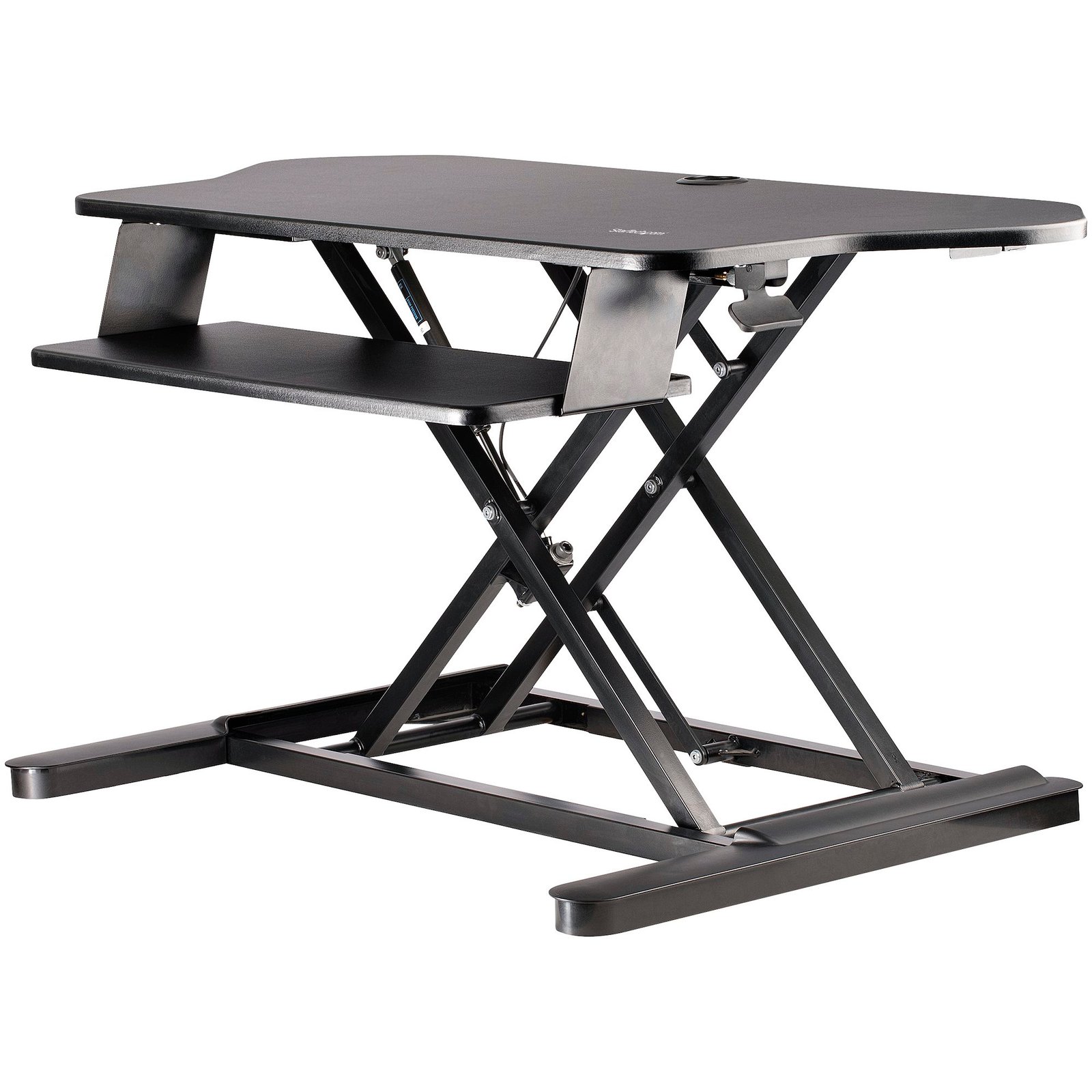 Corner Sit Stand Desk Converter with Keyboard Tray - Large Surface (35" x 21") - Height Adjustable Ergonomic Desktop/Tabletop Standing