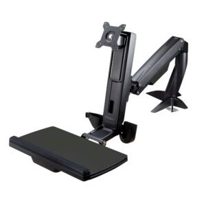 Sit Stand Monitor Arm - Desk Mount Adjustable Sit-Stand Workstation Arm for Single 27" VESA Mount Display - Ergonomic Articulating Standing