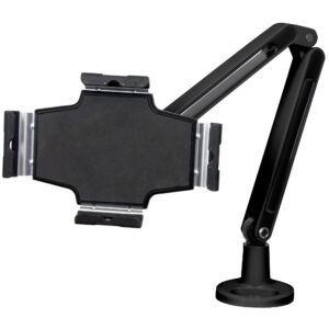 Desk-Mountable Tablet Stand with Articulating Arm for iPad or Android