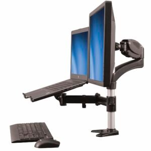 Desk-Mount Monitor Arm with Laptop Stand - Full Motion - Articulating - For up to 27" (17.6lb/8kg) Displays
