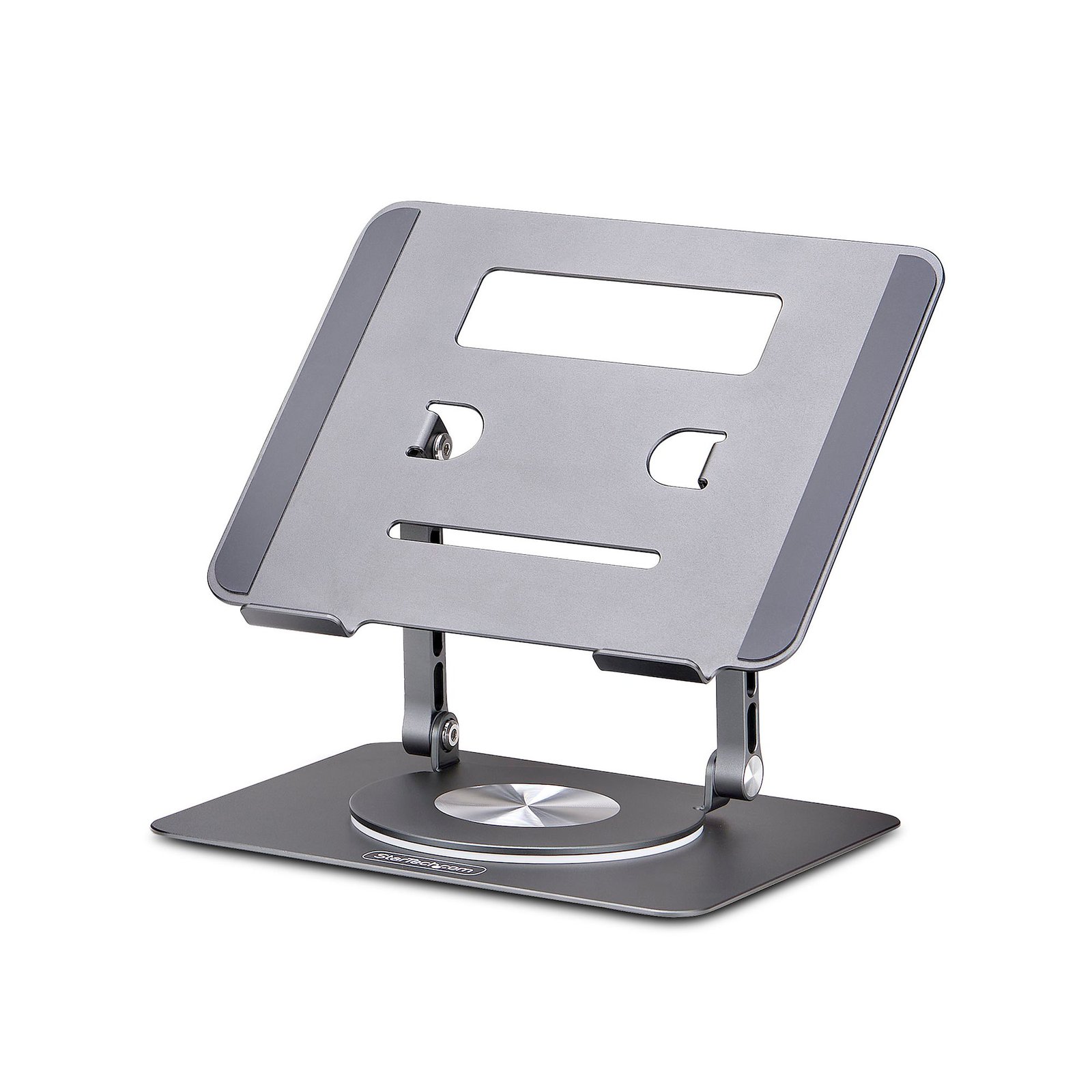 Rotating Laptop Stand, 360 Swivel, Ergonomic Desk Riser for Computer, Elevated Tray w/ Adjustable Tilt, Max 11lb/5kg, Aluminum Build