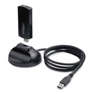Wi-Fi 6E USB Adapter/Dongle, For Desktop/Laptop PC, Wireless NIC w/Foldable Antenna, WiFi Adapter Supports 802.11 b/g/n/ac/ax, 2.4/5/6 GHz