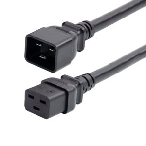 2ft (60cm) Heavy Duty Extension Cord, C19 to C20 Black Extension Cord, 20A 250V, 12AWG, Heavy Gauge Power Extension Cable, AC Power Cable