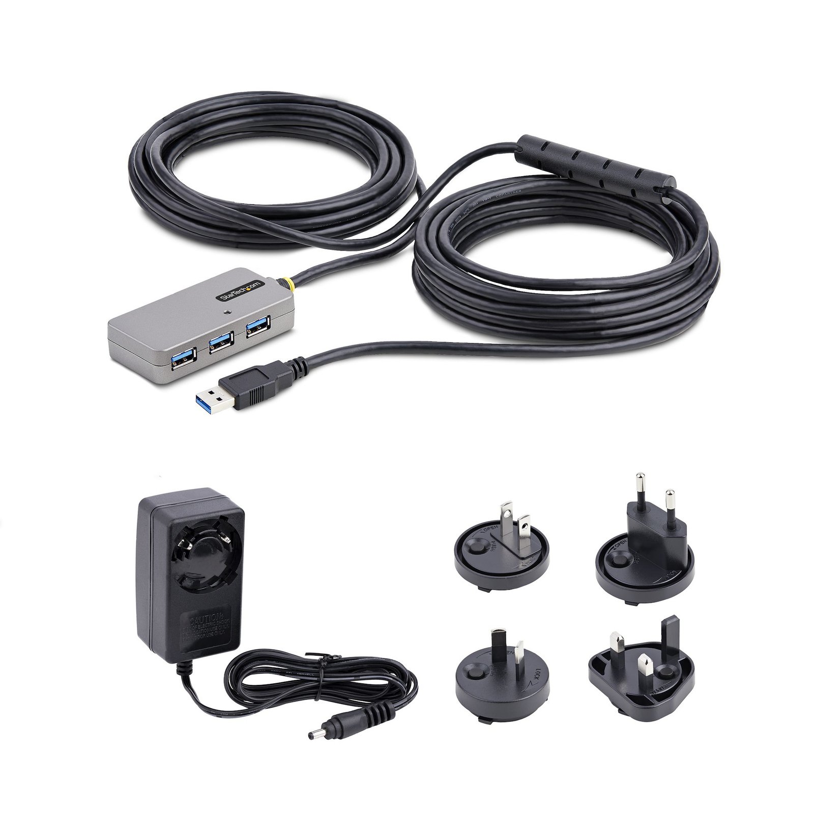 USB Extender Hub, 10m USB 3.0 Extension Cable with 4-Port USB-A Hub, Active/Bus Powered USB Repeater Cable, Optional 20W Power Supply Included, ESD Protection - TAA - Image 7
