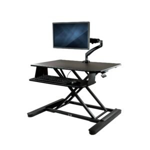 Sit-Stand Desk Converter with Monitor Arm - 35” Wide Work Surface - For up to 26" Monitor