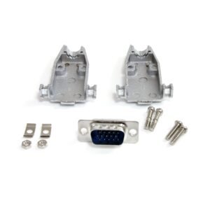 Assembled HD15 Male Solder D-SUB Connector with Metal Backshell