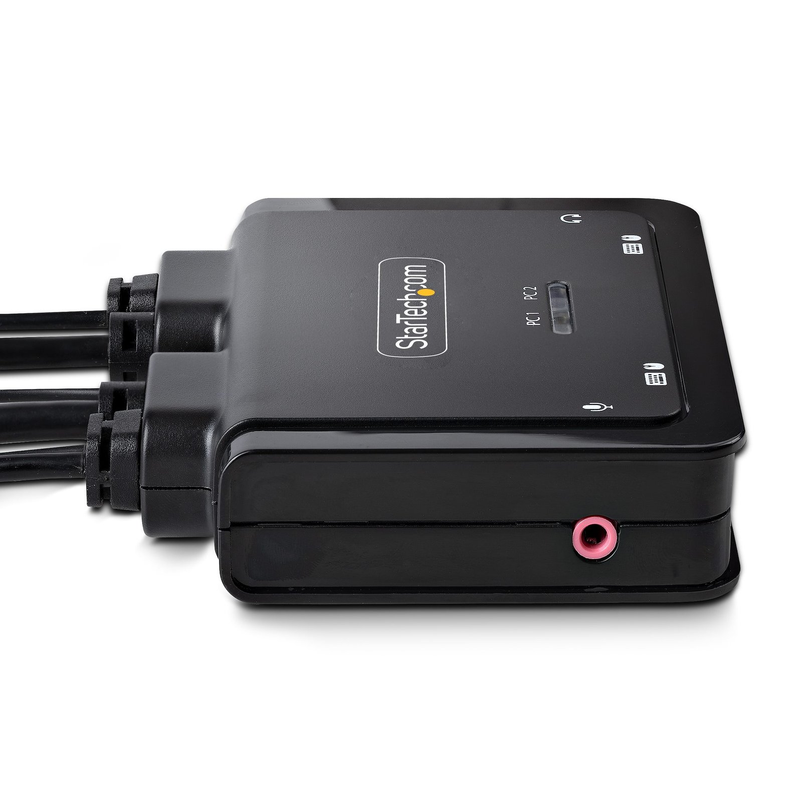 2-Port Hybrid USB-C DisplayPort Cable KVM Switch, 4K 60Hz, Compact KVM with 6ft/1.8m USB-A/DisplayPort/Audio & 4ft/1.2m USB-C Integrated Host Cables, Bus Powered - Remote Push Button/Hotkey Switching - Image 4