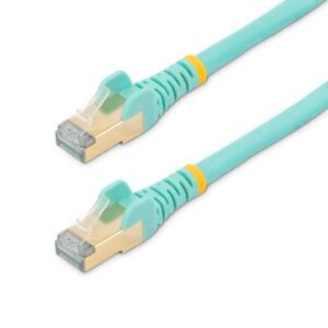 10ft CAT6a Ethernet Cable - 10 Gigabit Shielded Snagless RJ45 100W PoE Patch Cord - 10GbE STP Network Cable w/Strain Relief - Aqua