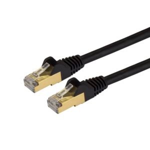 5ft CAT6a Ethernet Cable - 10 Gigabit Shielded Snagless RJ45 100W PoE Patch Cord - 10GbE STP Network Cable w/Strain Relief - Black