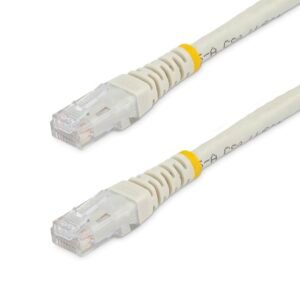 100ft CAT6 Ethernet Cable - White CAT 6 Gigabit Ethernet Wire -250MHz 100W PoE RJ45 UTP Molded Network/Patch Cord w/Strain Relief/