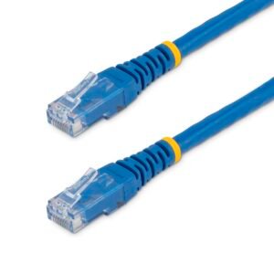 100ft CAT6 Ethernet Cable - Blue CAT 6 Gigabit Ethernet Wire -250MHz 100W PoE RJ45 UTP Molded Network/Patch Cord w/Strain Relief/