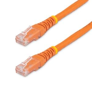 100ft CAT6 Ethernet Cable - Orange CAT 6 Gigabit Ethernet Wire -250MHz 100W PoE RJ45 UTP Molded Network/Patch Cord w/Strain Relief/