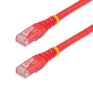 100ft CAT6 Ethernet Cable - Red CAT 6 Gigabit Ethernet Wire -250MHz 100W PoE RJ45 UTP Molded Network/Patch Cord w/Strain Relief/