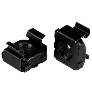 50-Pack 10-32 Square Hole Cage Nuts and Installation Tool for 19" or 10" Server Racks, Cabinets and Enclosures, Black - TAA