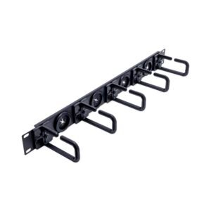 1U 19" Cable Management Organizer - D Ring Hook Network/Server Rack Cord Manager - Data Center Horizontal Wire Panel with Passthrough Holes