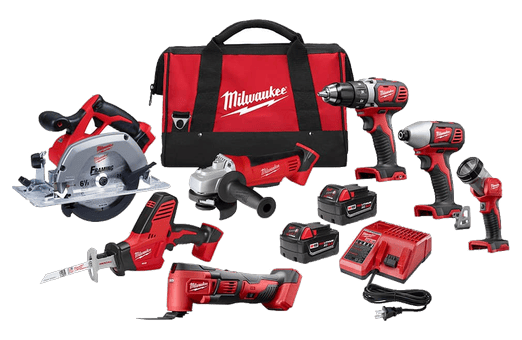 Cordless power tool combo kit with charger and batteries