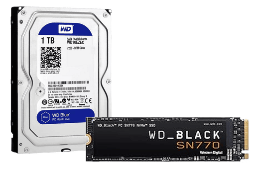 Internal hard drive and NVMe solid-state drive